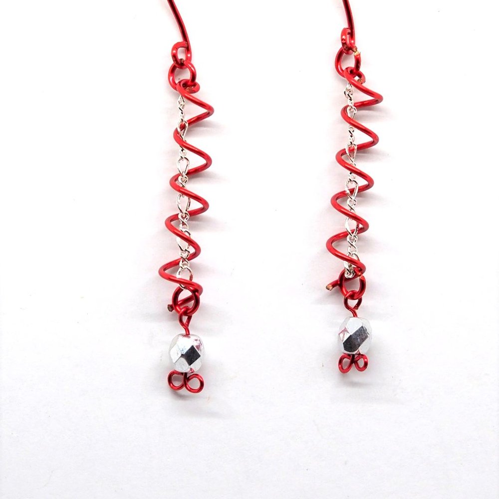 Red Spiral Earrings